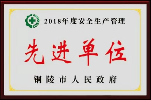 2018年度“銅陵市安全生產(chǎn)管理先進(jìn)單位”